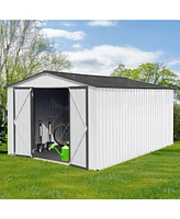 Metal garden sheds 10ftx12ft outdoor storage sheds white+Grey