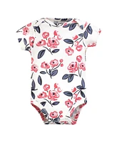 Touched by Nature Baby Girls Cotton Bodysuits, Bubblegum Floral, Preemie