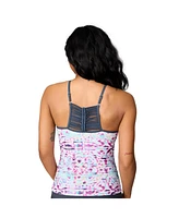 Free Country Women's High Neck Macrame Back Tankini Top