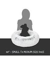 Faux Fur Self Warming Indoor Round Donut Cuddler Pet Mat