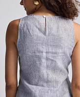 Reistor Women's Front-tie Top Linen Stripes