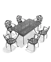 Cushions In Random Colors) -Piece Set Of Cast Aluminum Patio Furniture