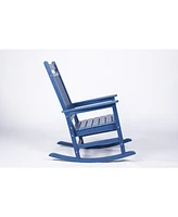 Oversized Navy Outdoor Rocker, Weather-resistant, wood-texture