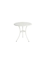 3-Piece White Patio Bistro Set, Cast Aluminum Table & 2 Chairs, Umbrella Hole
