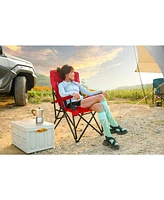 High-back, heavy-duty lawn chair, 250lbs, Portable, collapsible, Cup holder, Red