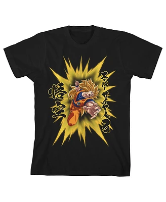 Dragon Ball Z Boys Super Goku Saiyan Charge Youth Black T-shirt