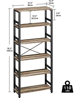 Bookshelf, 31.5in Wide Shelf 6 Tier Bookcase, 110lbs/shelf