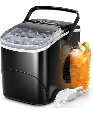 Cowsar Countertop Ice Maker,26Lbs/24H,9 Cubes 6 Mins,Portable Machine with Scoop and Basket,2 Sizes of Bullet Cube for Home Kitchen Off
