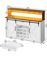 Wine Bar Cabinet with Wine and Glass Rack, Buffet Cabinet with Storage for Dining Room
