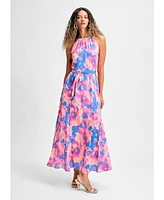 Isaac Mizrahi Women's Halter Tie Waist Ankle Length Dress