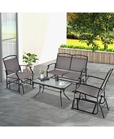 Gymax 4PCS Outdoor Glider Chair & Table Set Patio Conversation Furniture Set