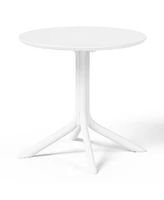 Modern 5-Piece Resin Round Patio Dining Table Set with Stackable Patio Dining Chairs