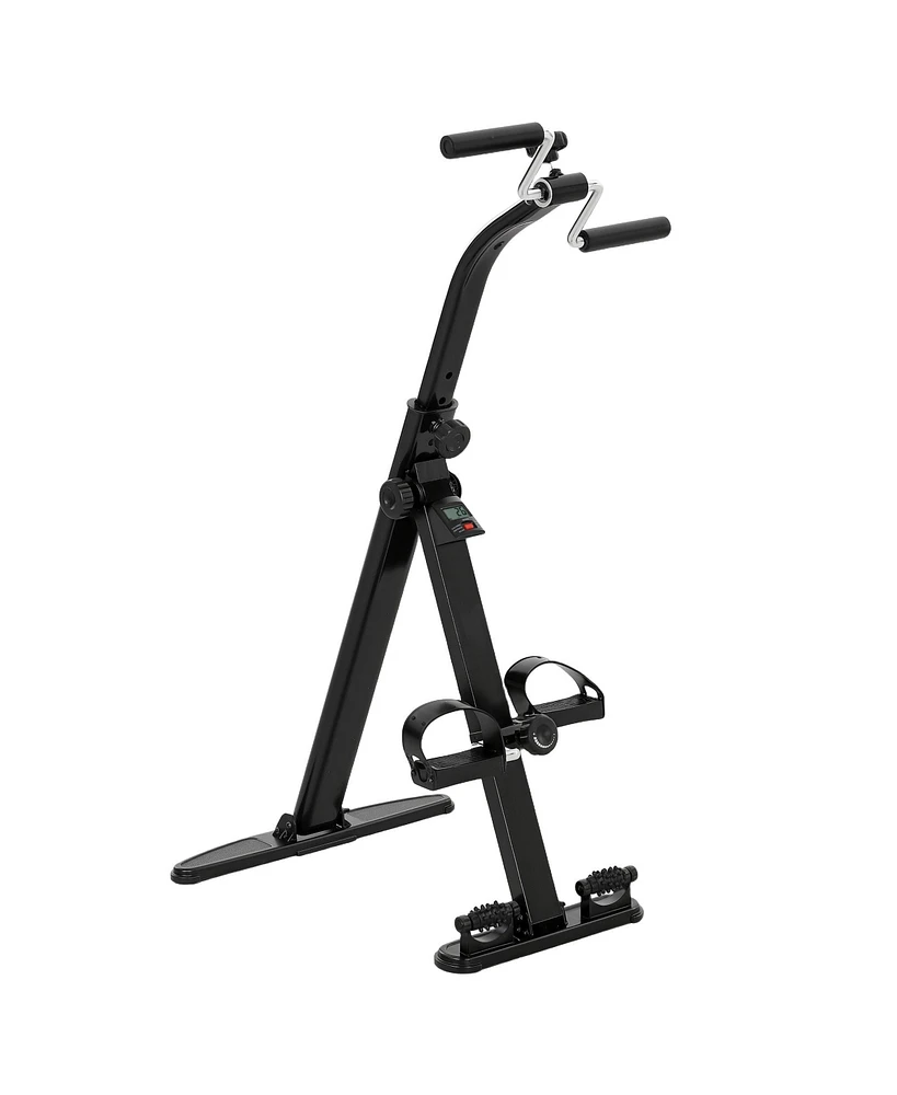 Soozier Seated Pedal Exerciser Foldable Leg Exercise Bike with Lcd Monitor