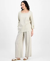Jm Collection Women's Square-Neck 3/4-Slit-Sleeve Blouse, Exclusively at Macy's