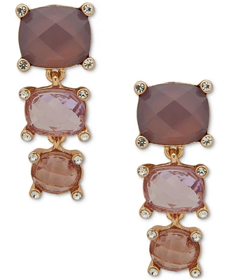 Anne Klein Gold-Tone Mixed Stone Clip-On Drop Earrings
