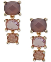 Anne Klein Gold-Tone Mixed Stone Clip-On Drop Earrings