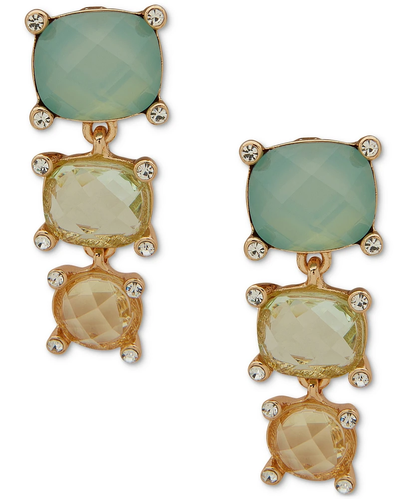 Anne Klein Gold-Tone Mixed Stone Clip-On Drop Earrings