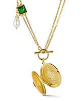 Rachel Zoe Gold Plated Oval Locket Pendant Necklace