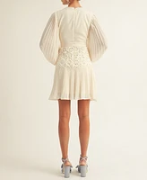 Arose Studio, Inc Women's Jules Lace-Trim Blouson-Sleeve A-Line Dress