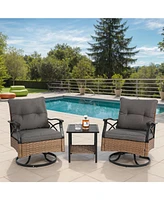 3pc Outdoor Swivel Rocker Set, Table, 2 Chairs, 350lb Cap
