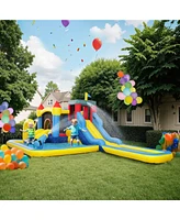 Qaba 6 in 1 Inflatable Water Slide Park with 550W Blower for Kids 3-8 Years
