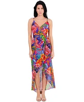 Siena Women's Floral Print Sleeveless High-Low Maxi Dress