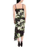 Siena Women's Printed Stretch-Mesh Asymmetric Midi Dress