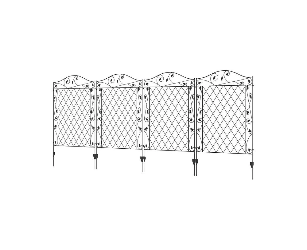 4 Pack Steel Foldable Fence Floral Trellis Panel Animal Barrier