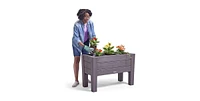 Rectangular Plastic Raised Garden Bed Planter Box - Cedar Wood Finish