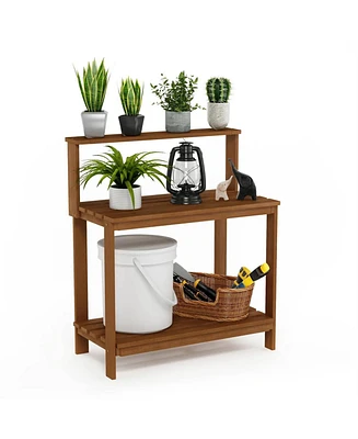 Outdoor Garden Potting Bench Table with Bottom Shelf for Storage and Workspace