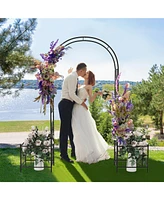 2 in 1 Garden Arbor with 2 Side Planters and 8 Ground Stakes