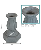Contemporary Pillar Gazing Ball Stand Outdoor - For 10-Inch to 12-Inch Gazing Balls - Travertine - 16-Inch H