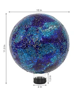 10-inch Gazing Ball for Garden - Crackled Glass Mosaic Gazing Globe for Outside - Deep Ocean Swirl Mosaic