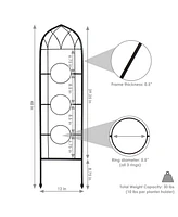 Steel 2-Piece Arched Garden Trellis for Climbing Plants with 3 Folding Flowerpot Supports