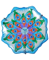 Glass Bird Bath Bowl - 11" Diameter - Includes Deck Clamp and Staked Stand - Exquisite Feathers