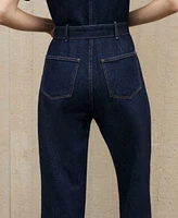 Mango Women's Short-Sleeved Denim Jumpsuit