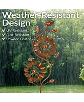 Twirling Twigs Large Wind Spinners Outdoor for Garden - Spinner Yard Art with 2-Point Step-In Stake - 48" H