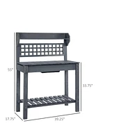 Outdoor Wood Potting Bench Expandable Top with Food Grade Plastic Sink