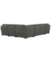 Radley Roll Arm 139" 5-Pc. Leather Square Corner L Sectional, Exclusively at Macy's