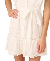 Adrianna by Papell Women's Cotton Scalloped Eyelet Mini Dress