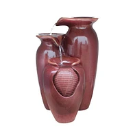 Outdoor Garden Patio 3-Tier Ceramic-Look Water Fountain for Elegant Garden Decor and Relaxing Ambiance