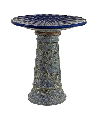 Rennes Outdoor Ceramic Bird Bath - 22.5" H - Uv- and Frost-Resistant