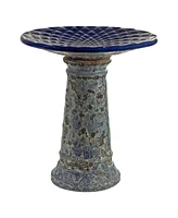 Rennes Outdoor Ceramic Bird Bath - 22.5" H - Uv- and Frost-Resistant