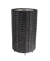 Cylinder Indoor/Outdoor Water Fountain - 20.5-Inch - with Plastic Wicker Design and Led Lights