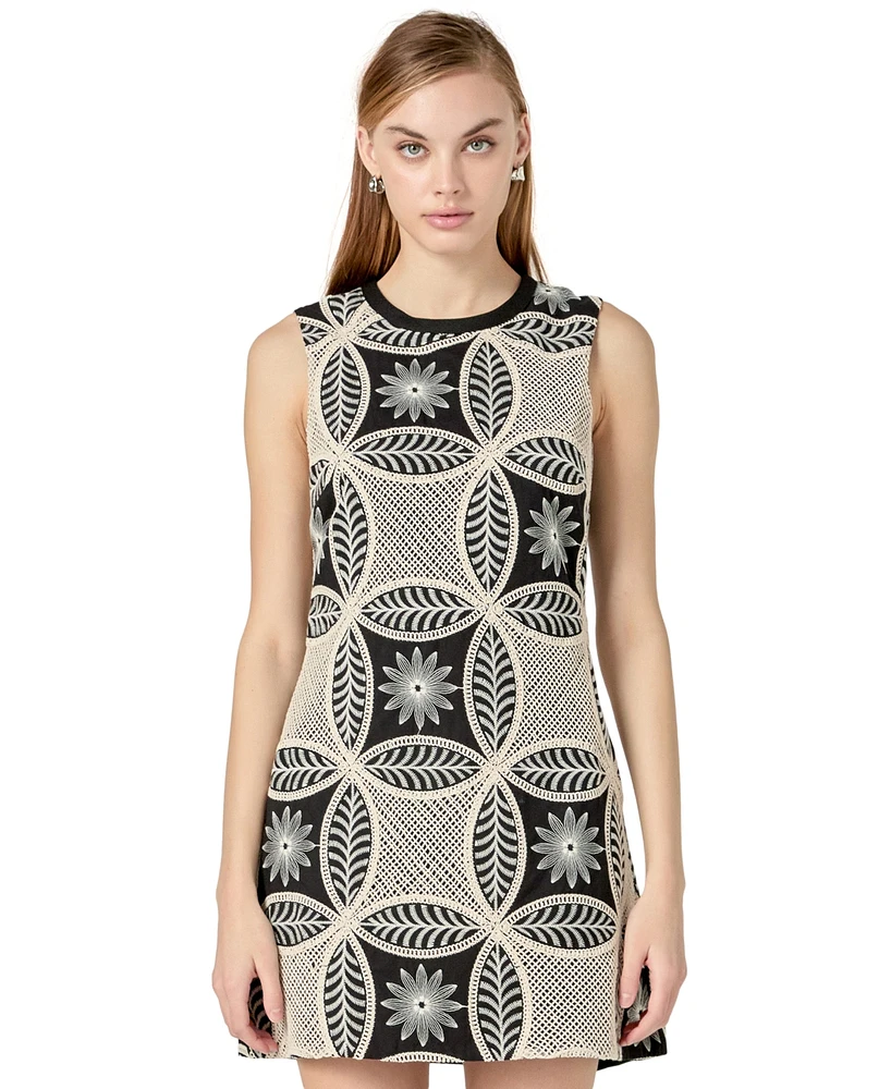 English Factory Women's Crochet Lace Sleeveless Mini Dress
