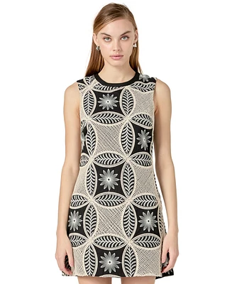 English Factory Women's Crochet Lace Sleeveless Mini Dress