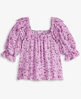 On 34th Women's Printed Balloon-Sleeve Blouse, Exclusively at Macy's