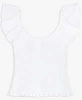 On 34th Women's Cotton Gauze Smocked Flutter-Sleeve Top, Exclusively at Macy's