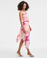 Bar Iii Women's Printed Mesh One-Shoulder Dress, Exclusively at Macy's