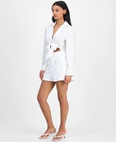 Bar Iii Womens Linen Tie Front Top Shorts Exclusively At Macys